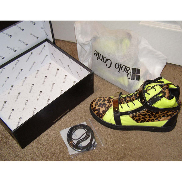 NEW Paolo Conte Leather Ponyhair Sneakers sz 8 HOT - Picture 7 of 8